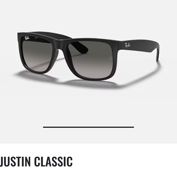 Justin Classic Ray-Ban Sunglasses Rubber matte black frame grey lens - Picture 2 of 5